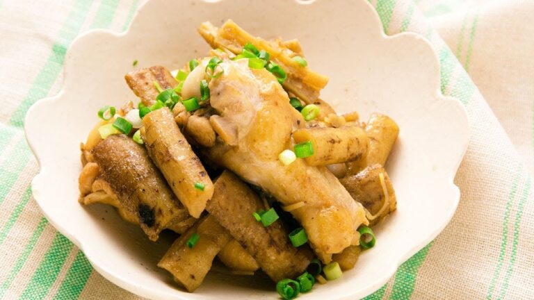 鶏肉とごぼうのはちみつ黒酢煮込み