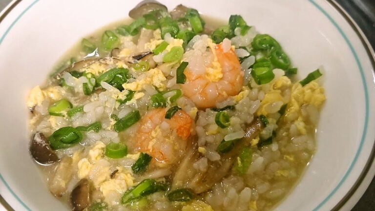 【最高の朝食】海老と茸のあっさり卵雑炊