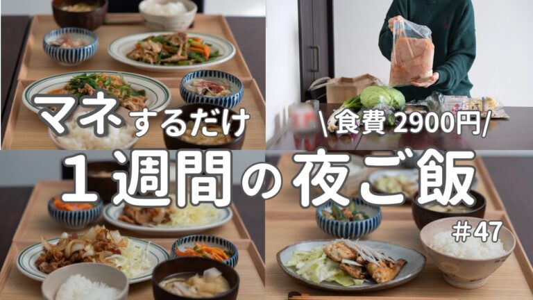 【1週間献立】2900円で作る節約晩ご飯｜ラクして簡単夜ご飯おかず #47