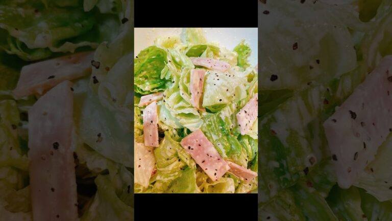 レタスとハムのシーザーサラダ #ひとり暮らし #大学生 #自炊 #チーズ #cheese #シーザーサラダ #ハム#レタス