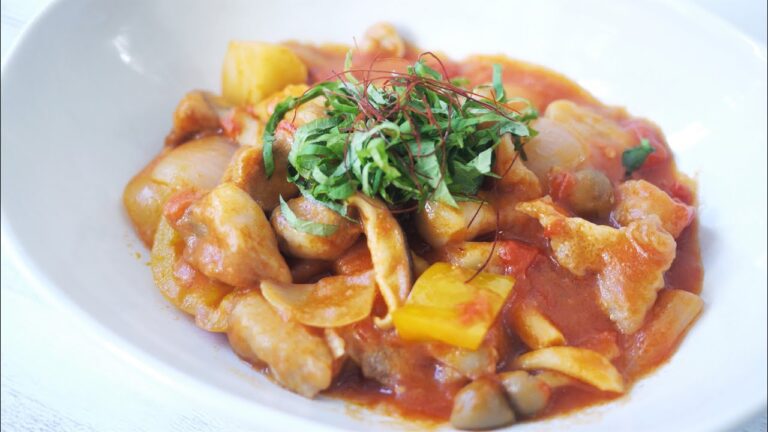 『豚と彩り野菜のトマト煮』☆フライパンひとつであっという間に簡単煮込み！！☆