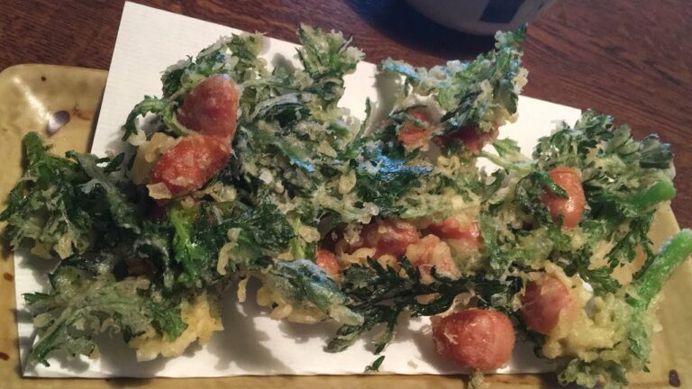 「春菊ソーセージかき揚げ」作り方