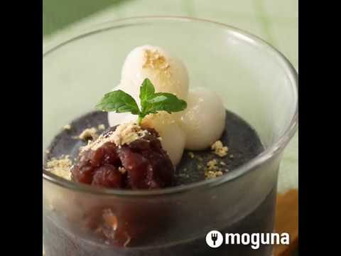 和風のお菓子が簡単に作れる 白玉とあんこ添え黒ごまプリン ｜ moguna[モグナ]