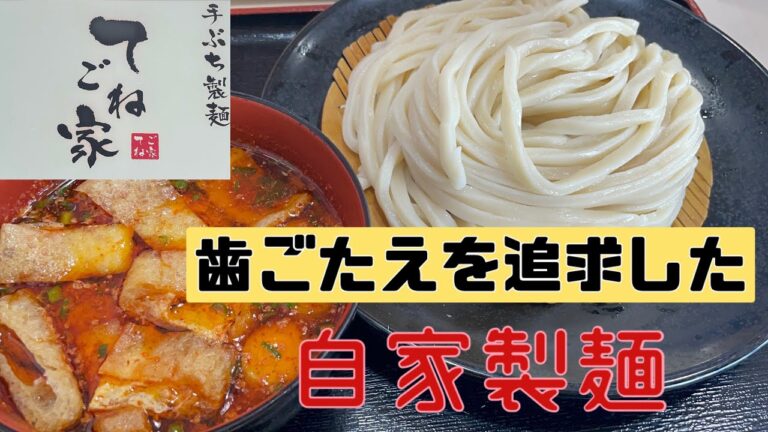 【邑楽町】てごね家💚歯応え、弾力、長さ、コシが半端ないうどん👏普通盛りでも450g😌大盛りはまさかの600g😉天ぷらはどれでも100円😁辛さもどこまででも選べる😇暑い季節にピッタリ
