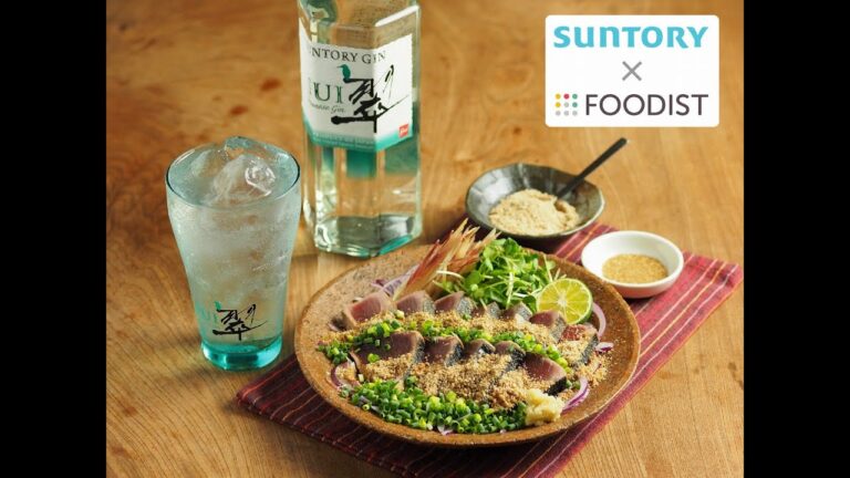 鰹たたきのごままみれ、翠ジンソーダ