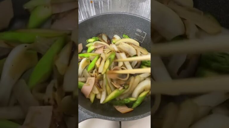 アスパラと玉ねぎとハムの酢醤油炒め#shorts