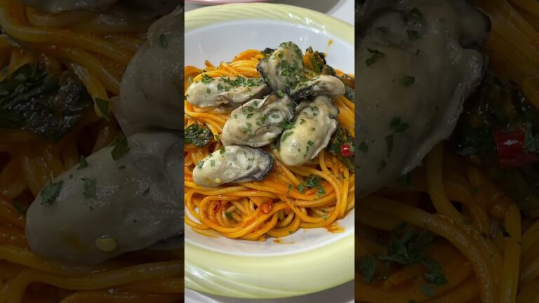 簡単レシピ　牡蠣入り パスタ　青の洞窟　ほうれん草　#shorts
