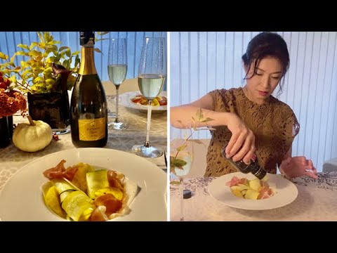 今日も飲みながら作っちゃいますよ〜　柿と生ハムとモッツアレラチーズのサラダ　山本侑貴子（Yukiko Yamamoto)のdining&styleな毎日