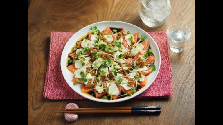 サーモンカルパッチョ、カルパッチョ用サーモン刺身の切り方