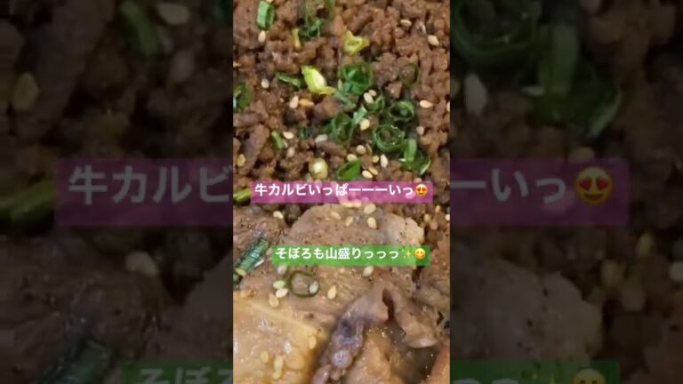 お肉いっぱい💕牛カルビと牛しぐれ煮のお弁当をお家で食べてみる😋
