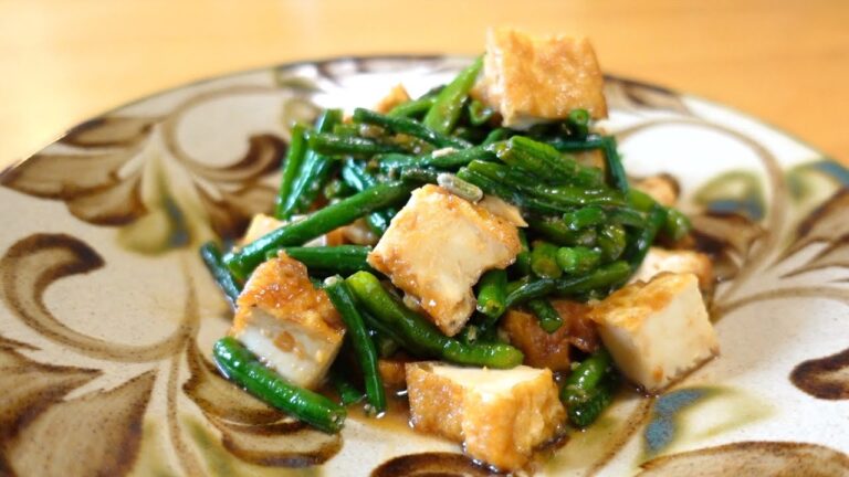 三尺ささげ 厚揚げ味噌炒め　Three-shaku sasage Atsuage miso stir-fried