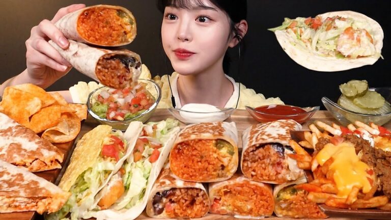 SUB)타코벨 먹방!🌮브리또 퀘사디아 타코 치즈후라이에 맥주까지 꿀조합 리얼사운드 Taco Bell Mukbang Asmr