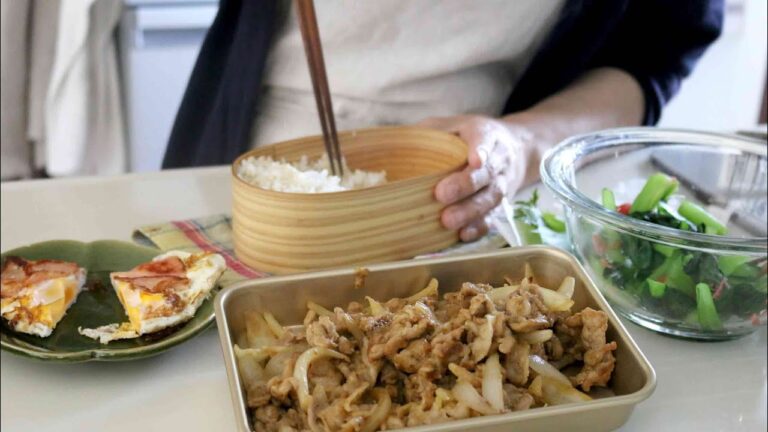【お弁当作り】新玉ねぎ甘くて美味しい！豚こま肉と新たまのバター生姜焼き＃878