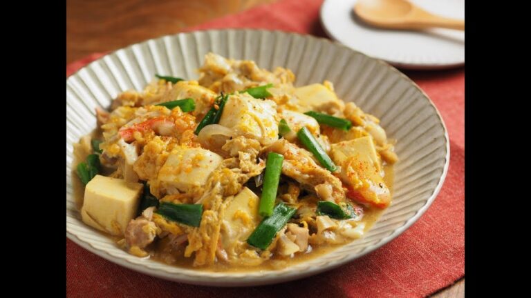 カレー豆腐の卵とじ