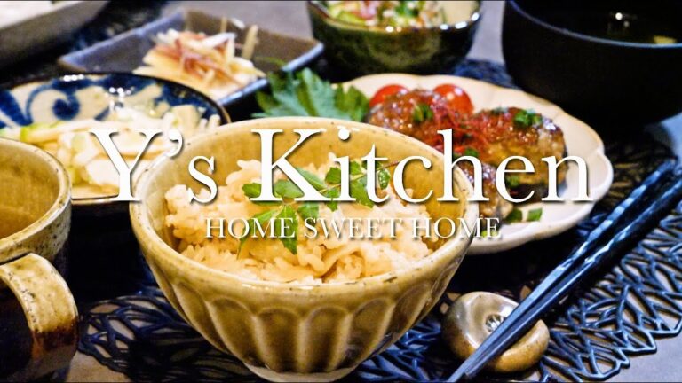 【夜ごはん】たけのこご飯＆椎茸の肉詰め＆オクラの梅ポン酢