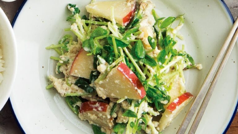 豆苗とりんごの中華風白和えサラダ