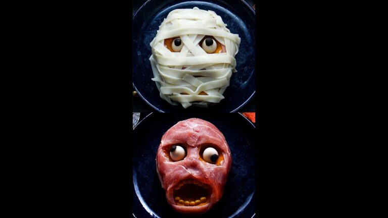 【！閲覧注意！】ガチで恐ろしい〜ハロウィンサラダの世界 / Happy Halloween! Flesh Face Salad #Shorts