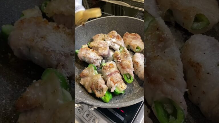 【肉巻きピーマン】のびる餅チーズピーマン肉巻き🫑 #shorts