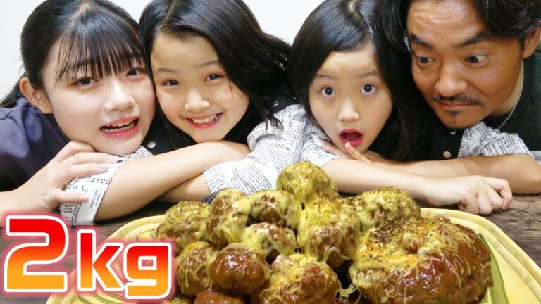 【大食い】お父さんと一緒に大量の手作りハンバーグを大食いしてみた！