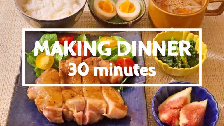 【料理】鶏の照り焼き・ほうれん草の胡麻和え・人参とえのきの中華スープ