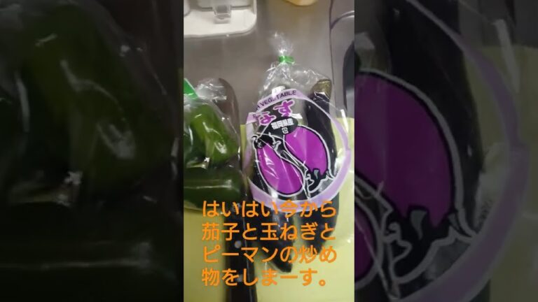 【料理】茄子と玉ねぎとピーマンの炒め物をしまーす。