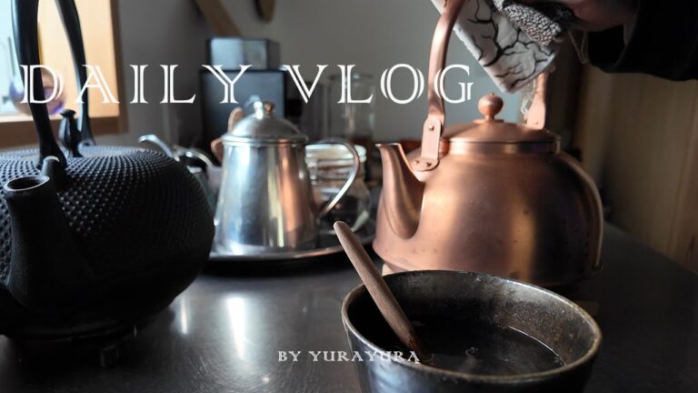 【食事記録VLOG】冬至の日の彩りお弁当‖りんごのコンポート‖食材使い切りスープと豆腐チヂミ‖銅の薬缶