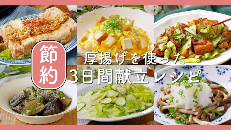 【3日間の献立レシピ】厚揚げが大活躍！ボリューム満点節約献立レシピ #献立 #節約 #おかず