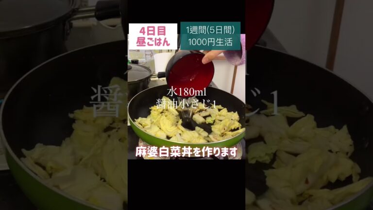 麻婆白菜丼#節約#料理#ごはん#1人暮らし#自炊#1週間 #1000円#食事#節約生活#レシピ#献立#簡単#1週間の食事#作り置き#副菜#shorts