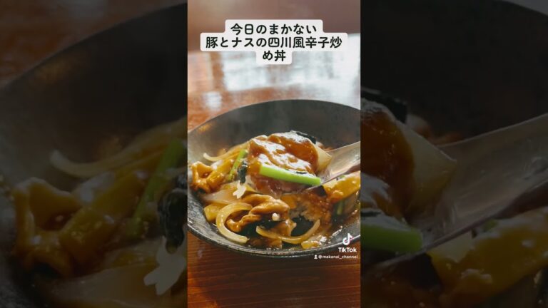 まかない　豚肉とナスの四川風辛子炒め