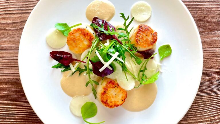 【ホタテを味わい尽くす＃79】帆立の開け方と美味しい焼き方 : Noix de Saint-Jacques Poêlées Purée de Topinambour et Sauce Corail