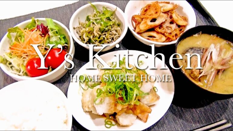 【料理】タラのポン酢がけ＆ピーマンとジャコの炒め物＆レンコンとちくわの甘酢炒め＆サバ缶で味噌汁