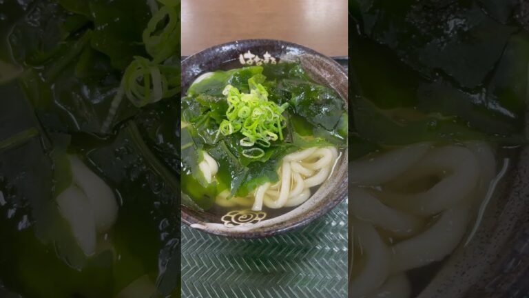 わかめうどん　わかめは海藻であり、その独特の風味と歯ごたえが、うどんと相性が良いです。わかめのほんのりとした塩気が、出汁との組み合わせで爽やかな味わいを生み出します。