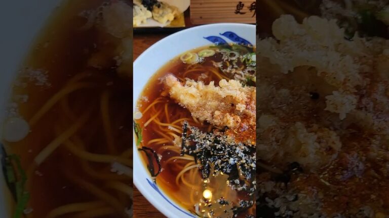 今日はちょっと豪華に天ぷらそばにしました！更科そば美味しい😋🍴💕　#蕎麦