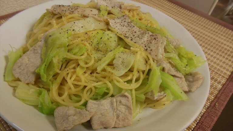 【簡単レシピ】豚とキャベツのにんにくパスタの作り方【Garlic Pasta】