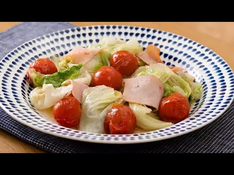 レタスとミニトマトのマヨネーズ炒め