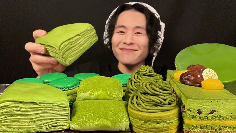 ASMR 抹茶ケーキは何歳になっても胸高鳴る‼️【咀嚼音/mukbang/Eating Sounds】