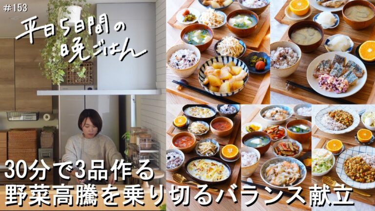 【1週間30分献立#153】野菜高騰を乗り切るバランス献立|鶏と大根のほっこり煮|マカロニグラタン|さば竜田しば漬けタルタルソース|ふっくらお豆のだしカレー|鮭ときのこのみぞれ煮