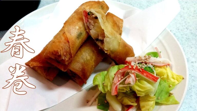 【簡単家庭料理】春巻とワカメスープ！手間なくカンタン！初心者でも楽々料理！白菜・人参・玉ねぎ・ピーマン野菜たっぷり！