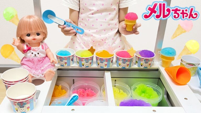 メルちゃん カラフル アイスクリーム屋さん ぷよぷよボール つぶして作る / Colorful Ice Cream Shop Playset | Orbeez Crush Ice Cream