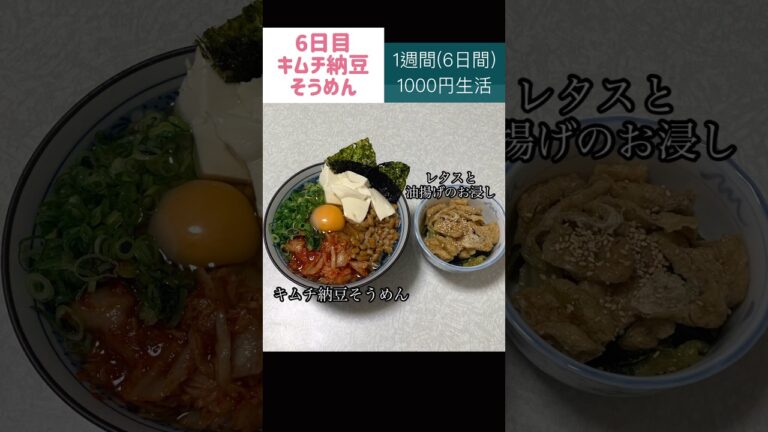 キムチ納豆そうめん#節約#料理#ごはん#1人暮らし#自炊#食事#節約生活#レシピ#献立#簡単#1週間#1000円 #副菜 #作り置き #そうめん #納豆 #キムチ #豆腐 #卵 #shorts