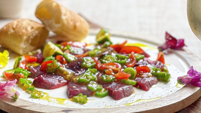 【カツオのカルパッチョ】酢橘や生姜を効かせた夏らしい1皿【酢橘】【生姜】【夏野菜】【カルパッチョ】