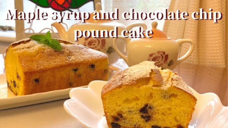 【パウンドケーキ】メイプルシロップとチョコチップのパウンドケーキ。庭の草花を眺めながら。