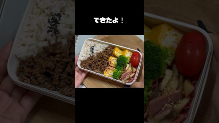 そぼろ弁当でございます😊 #ずぼら弁当 #おかずレシピ #簡単レシピ #ひとりごはん #自炊 #お弁当 #ずぼら飯 #毎日弁当 #vlog #焼肉弁当