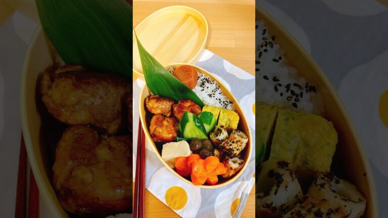 62歳のオッサンに作る愛妻弁当❤️＊豚こまおかかチーズ丸め焼き＊青海苔入りだし巻き卵＊高野豆腐の煮物＊竹輪のマヨゆかり炒め＊胡瓜の浅漬け#お弁当 #旦那弁当 #obento #お弁当詰め方