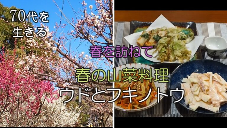 【70代を生きるNo.26】「一人暮らしの春の散策」春の山菜料理／フキノトウとウドの天ぷら／ウドのタラマヨ和え／ウドのキンピラ
