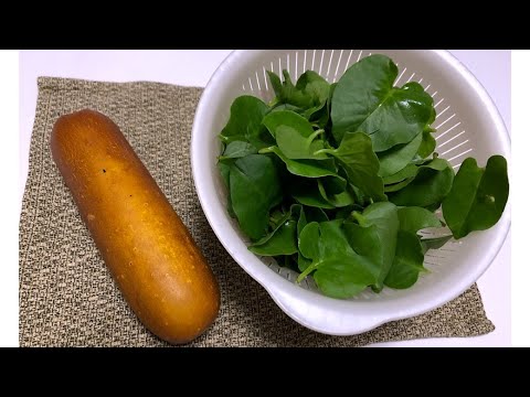 [早回し]おかわかめ＆赤瓜のとりそぼろ餡掛け　Madeira-Vine & Red Cucumber simmered in minced chicken soup and Tempura