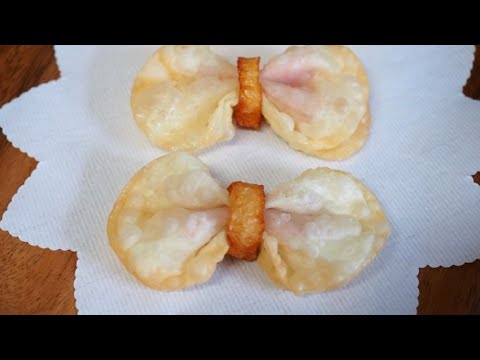 簡単すぎる♪ お弁当おかず♪餃子の皮でリボン