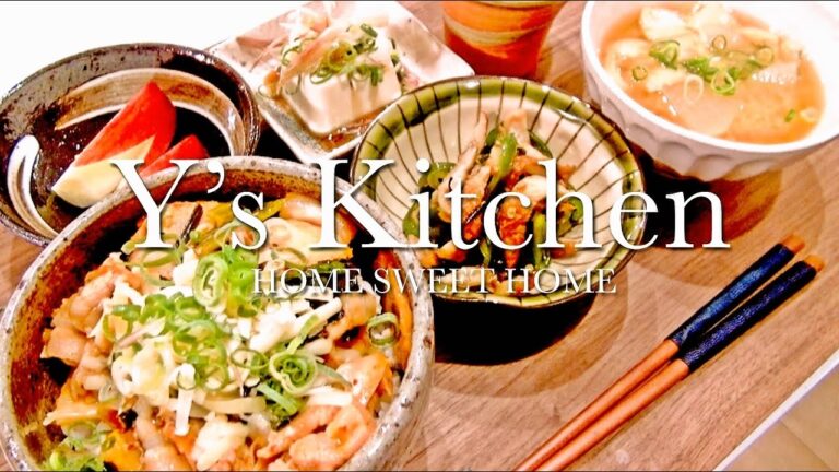 【夜ごはん】チーズ豚キムチ丼＆無限ピーマン＆冷奴＆大根とあげの味噌汁