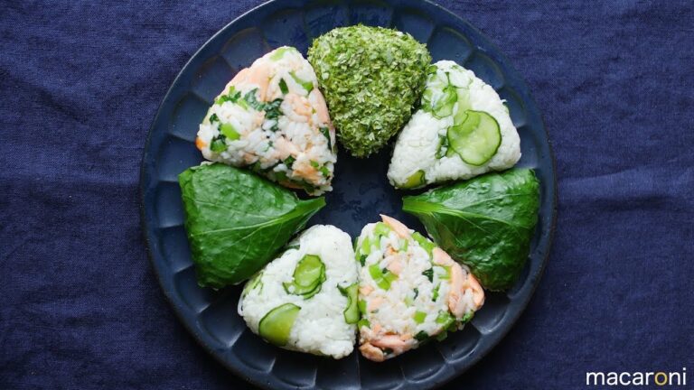 きれいに並べて！ 緑の 彩り おむすび プレート のレシピ 作り方