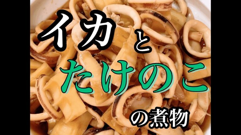 [イカとタケノコの煮物] squid&bambooshoot BoiledFood.タケノコの代わりに茹でたジャガイモを使用してもOK!   boiled potatoes are OK!